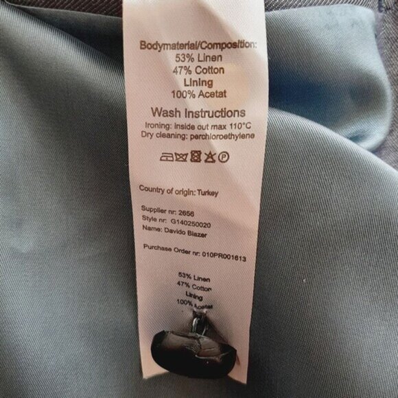 GSUS INDUSTRIES Linen Cotton Blend Blazer Jacket Grey Men's Sz M - Picture 15 of 16